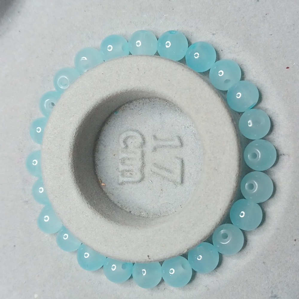8mm sea blue jelly glass bead bracelet